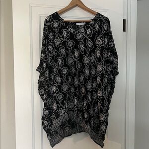 Elegant Black and White Floral Coverup